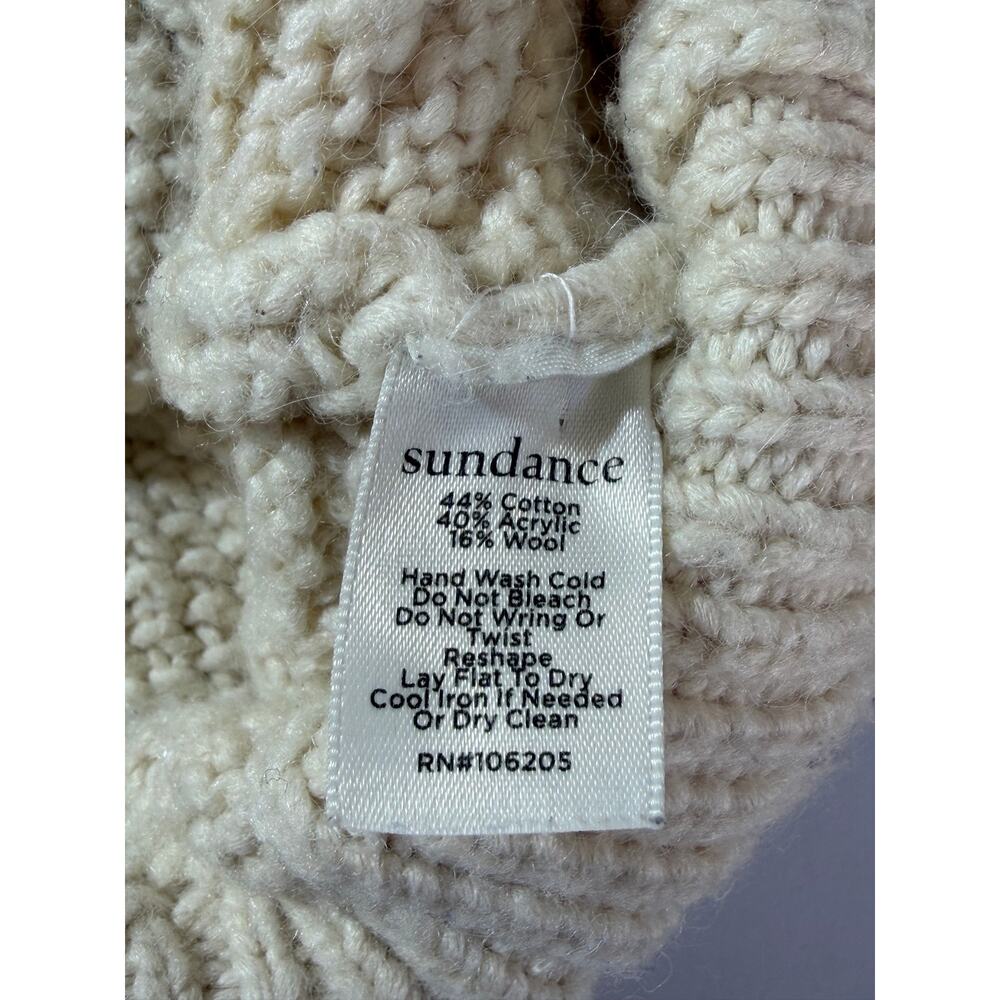 Sundance Cream Fisherman Cable Knit Chunky Cardigan Sweater M Old Money Heritage - Picture 10 of 10